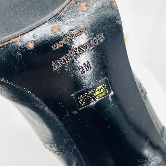 Vintage Ann Taylor Made in Italy Wing Tip Leather High Heel Lace Up Ankle Boots - Picture 7 of 7